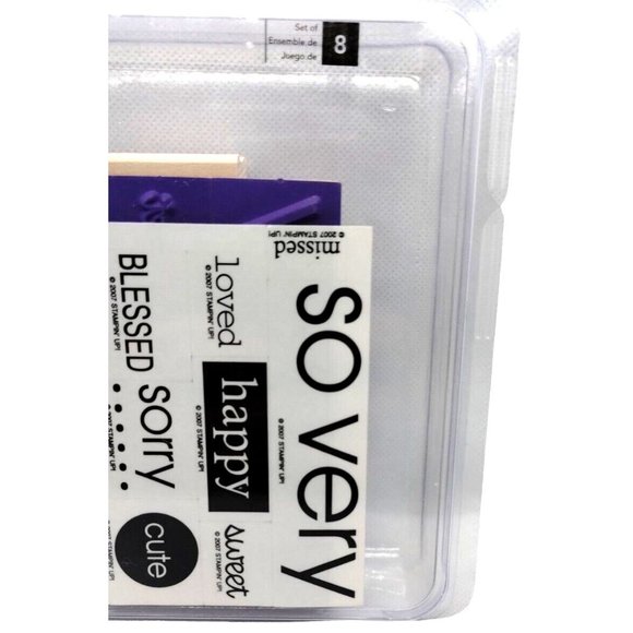 Stampin Up So Very 8 Piece Rubber Stamp Kit Unmounted 2007 Words and Phrases - Picture 4 of 5